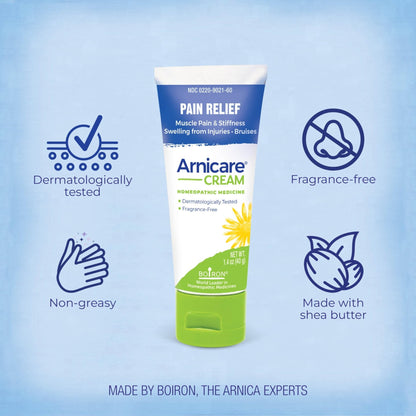 Boiron Arnicare Cream for Relief for Joint Pain, Muscle Pain, Muscle Soreness, and Swelling from Bruises or Injury - Fast Absorbing and Fragrance-Free - 1.3 oz - Maple Wellness Supplements