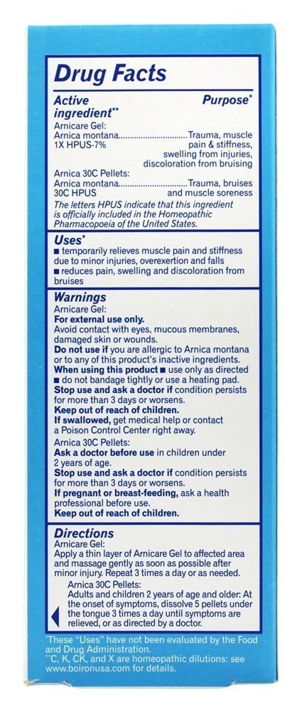 Boiron Arnicare Gel 2.6 oz with Arnica Montana Pellets 80 ct Bluetube - Maple Wellness Supplements