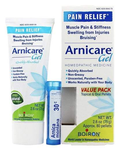 Boiron Arnicare Gel 2.6 oz with Arnica Montana Pellets 80 ct Bluetube - Maple Wellness Supplements