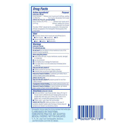 Boiron Arnicare Gel and Arnica 30c Value Pack for Pain Relief, Muscle Soreness, and Swelling from Bruising or Injury - 2.6 oz + 80 Pellet Tube - Maple Wellness Supplements