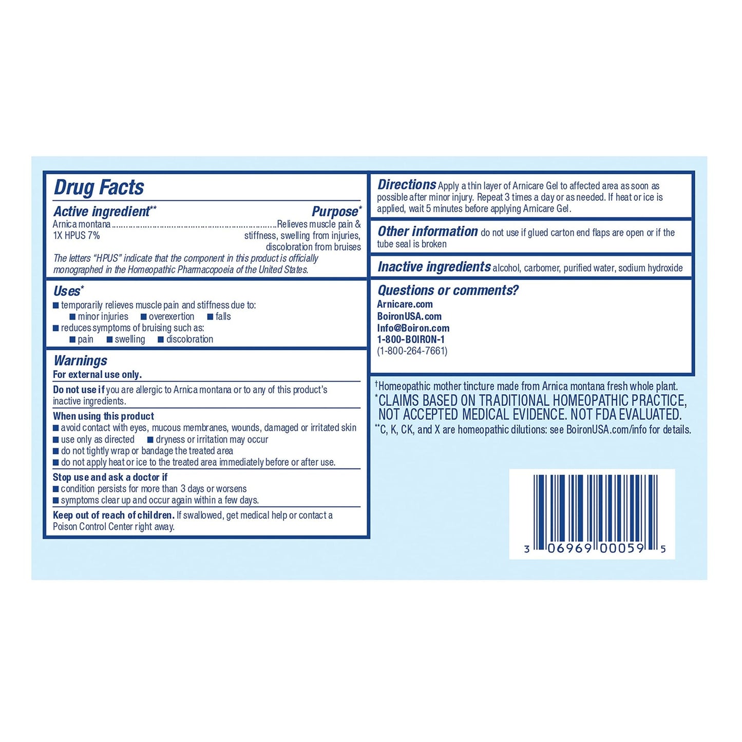 Boiron Arnicare Gel for Joint Pain, Muscle Pain, Swelling, Soreness, and Stiffness - Non-greasy and Fragrance-Free - 2.6 oz - Maple Wellness Supplements