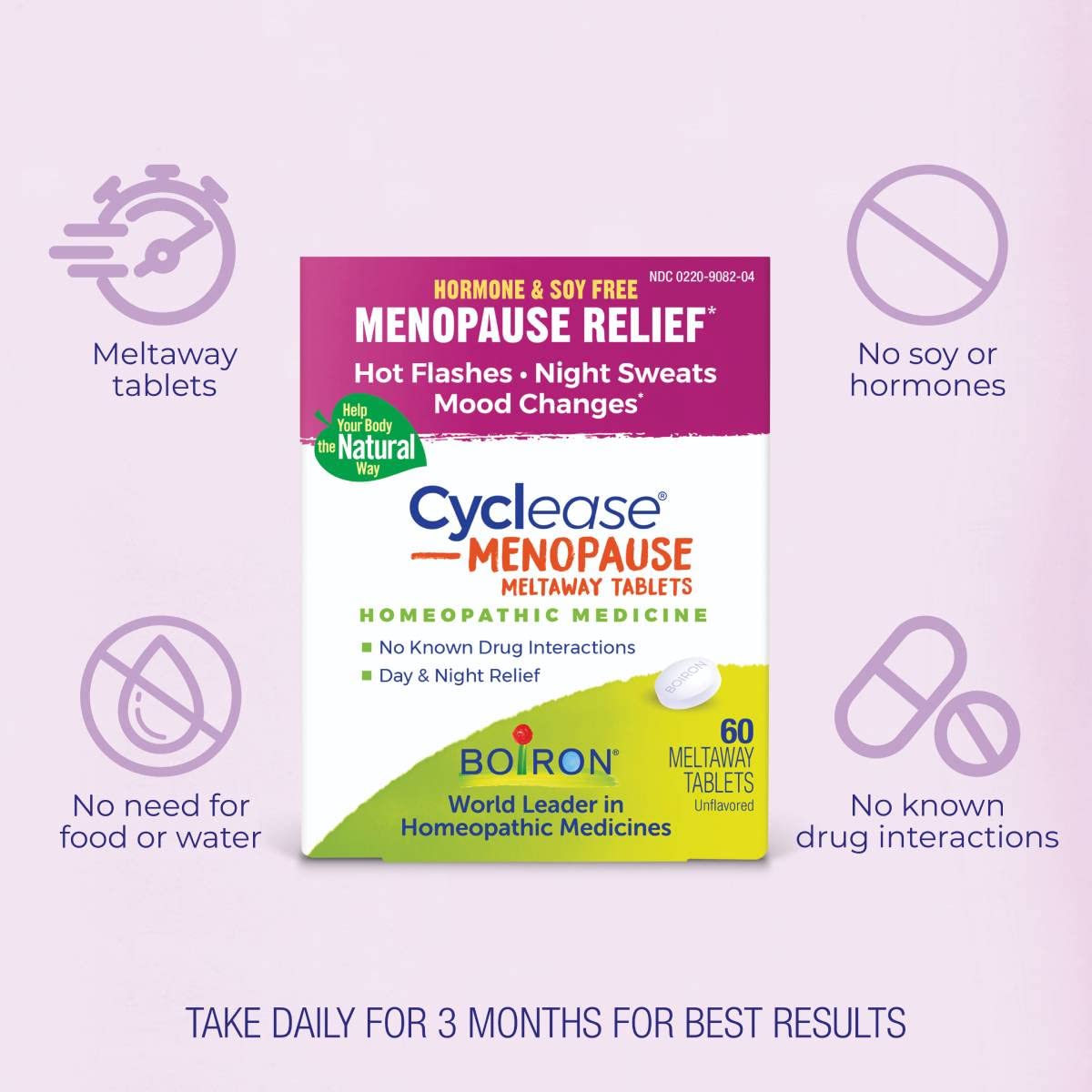 Boiron Cyclease Menopause Tablets for Relief of Hot Flashes, Night Sweats, Irritability, and Mood Swings - 60 Count - Maple Wellness Supplements