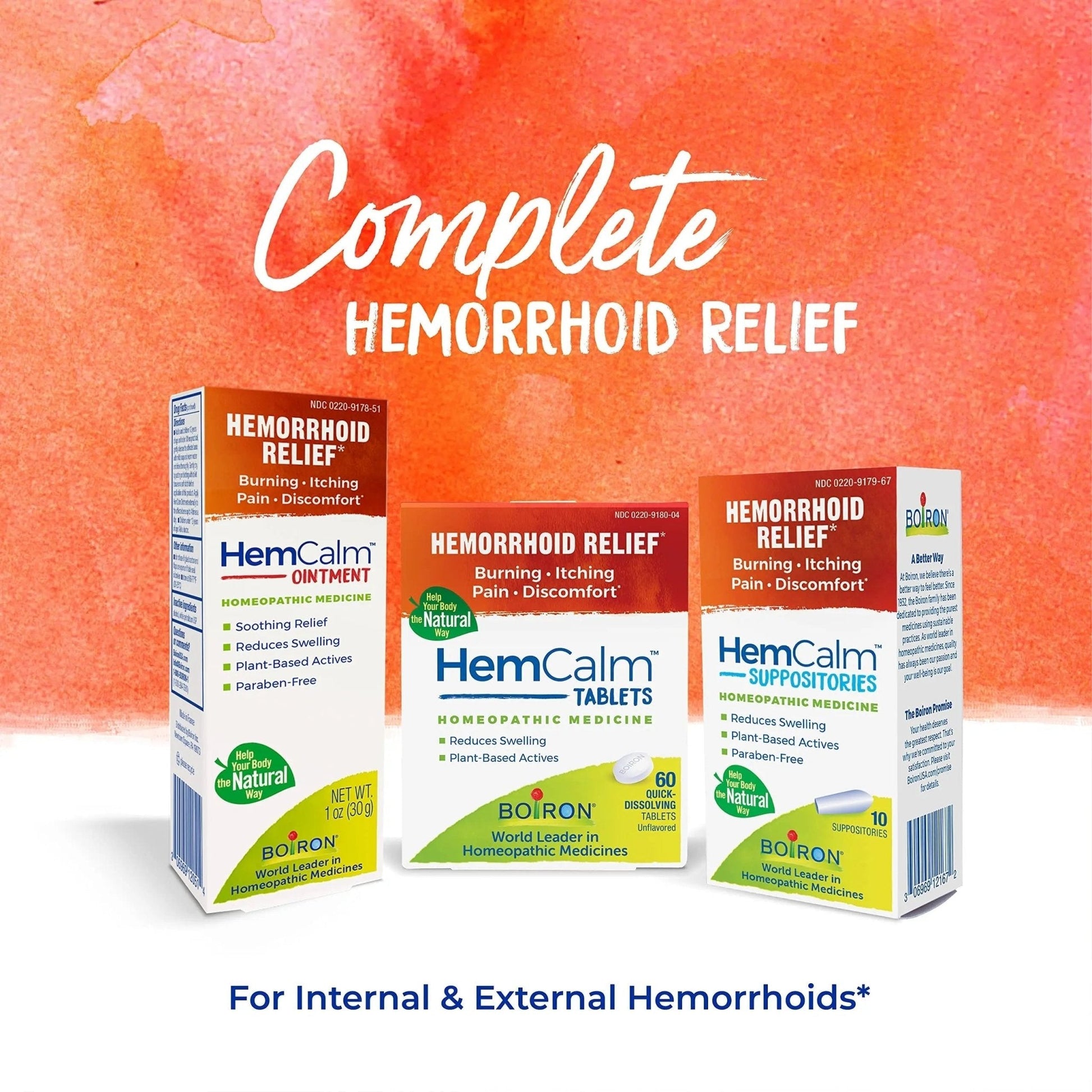 Boiron HemCalm Tablets for Hemorrhoid Relief of Pain, Itching, Swelling or Discomfort - 60 Count - Maple Wellness Supplements