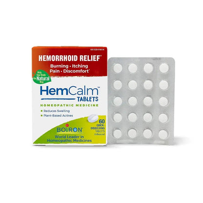 Boiron HemCalm Tablets for Hemorrhoid Relief of Pain, Itching, Swelling or Discomfort - 60 Count - Maple Wellness Supplements