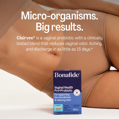 Bonafide Clairvee Vaginal Probiotic for Relief from Odor, Itching, & Discharge. — 1-Month Supply (15 Capsules) - Maple Wellness Supplements