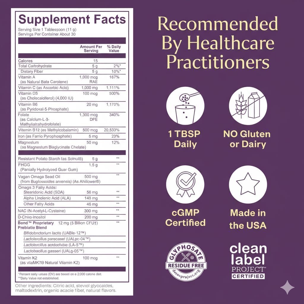 BOND Prenatal Vitamin Drink Mix for Women with Iron, Supports Hormone Balance, Folate & B12 for Energy & Calm Mood, Plant-Based Omega-3 for Cognitive Support, Magnesium, D3, B6, Non-GMO, 30-day Supply - Maple Wellness Supplements