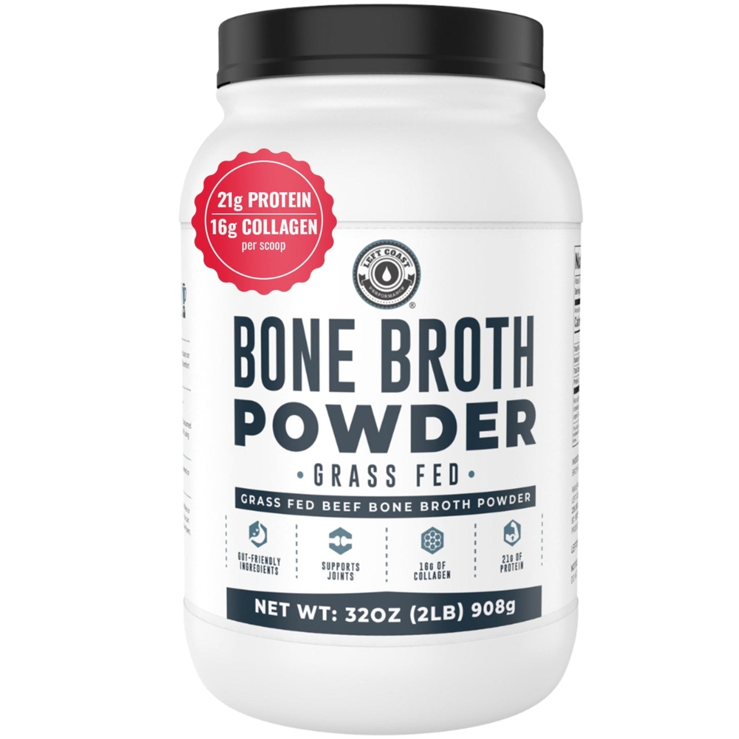 Bone Broth Protein Powder – Pure Grass-Fed Beef Bone Broth, Unflavored with Natural Collagen, Glucosamine & Gelatin – Paleo & Keto-Friendly, Non-GMO, Dairy-Free for Gut Health & Joint Support 32oz - Maple Wellness Supplements