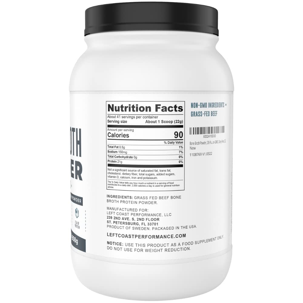 Bone Broth Protein Powder – Pure Grass-Fed Beef Bone Broth, Unflavored with Natural Collagen, Glucosamine & Gelatin – Paleo & Keto-Friendly, Non-GMO, Dairy-Free for Gut Health & Joint Support 32oz - Maple Wellness Supplements
