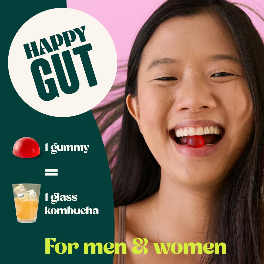BoochBod - Probiotic Kombucha Gummy - Prebiotics, Probiotics, Postbiotics, Fiber Supplement, Slippery Elm, Dandelion Root - Maple Wellness Supplements