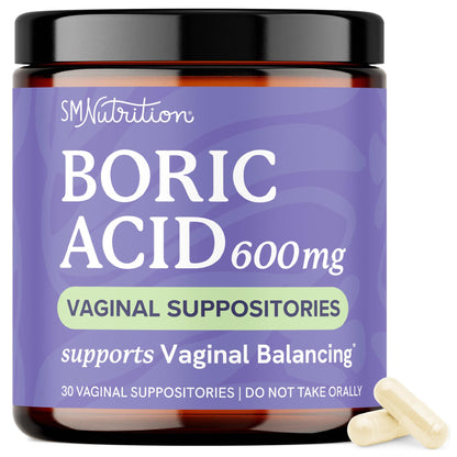 Boric Acid Suppositories for Women 600mg | pH Balance, Vaginal Odor & Itching | Feminine Hygiene & Intimate Health Support | Boric Acid for Women Vaginal Suppositories | Unscented, Vegan | 30 Ct - Maple Wellness Supplements