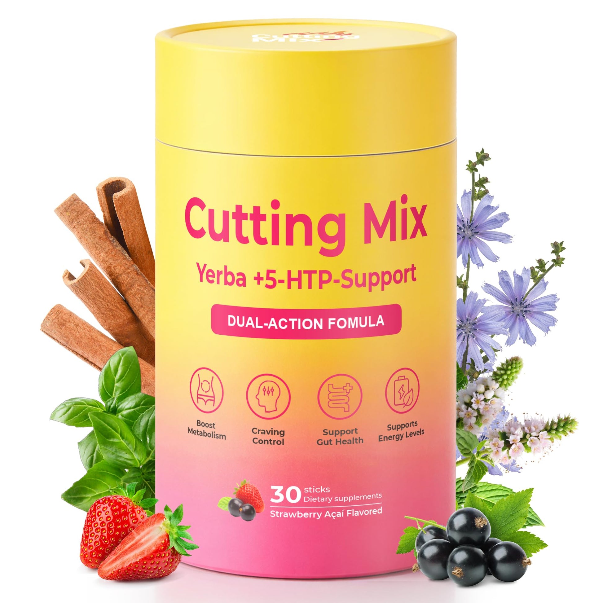 BOSNETHUINH Cutting Drink Mix – Satiety & Metabolism Support | Berberine, Chromium, FOS, Yerba Mate & 5-HTP | Gut Health & Energy - Maple Wellness Supplements