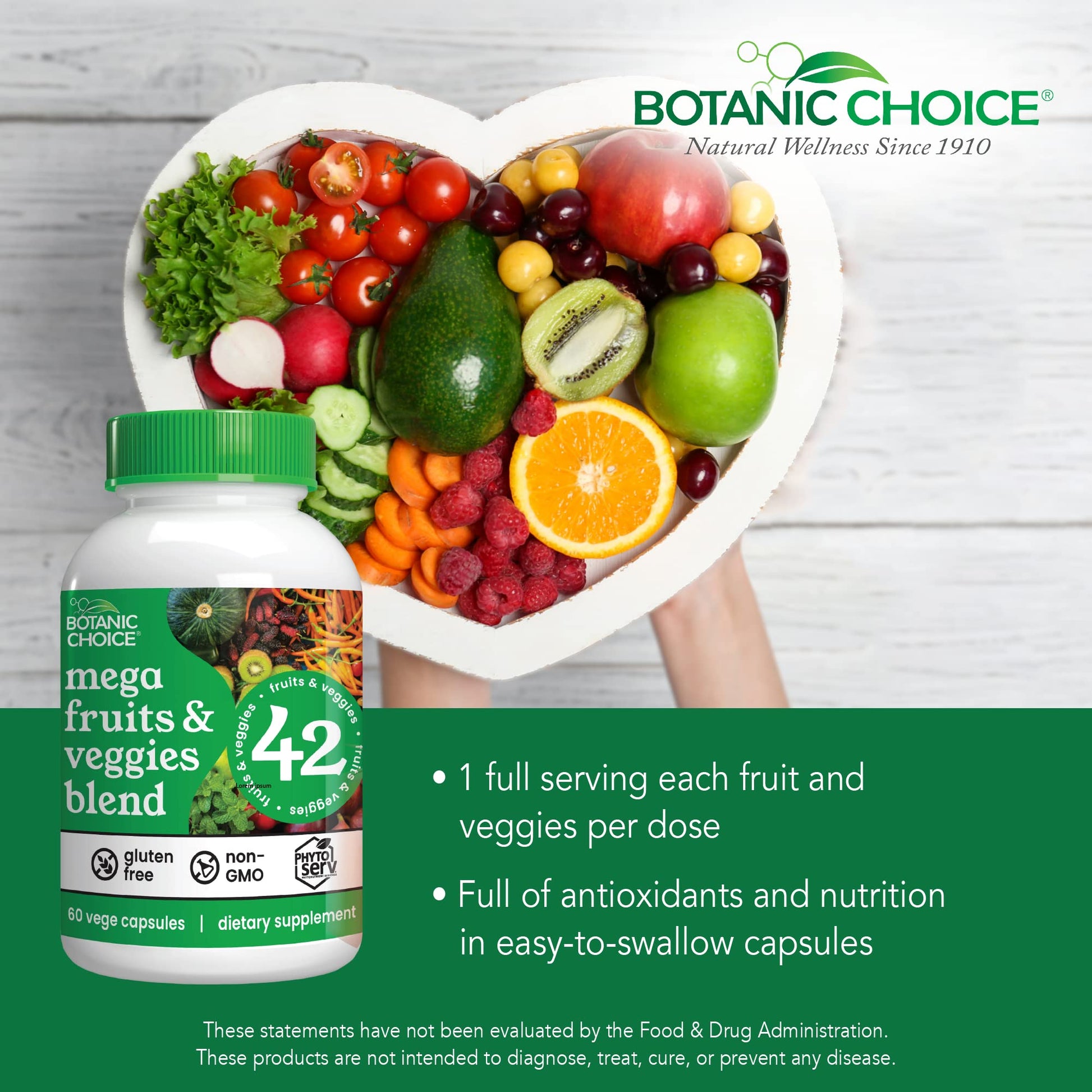 Botanic Choice Mega Fruits and Veggies Blend (60 Capsules) + Prostate 9 Complex (30 Softgels) Bundle - Energy Balance & Superfood Supplement + Urinary Flow & Cellular Health - Maple Wellness Supplements