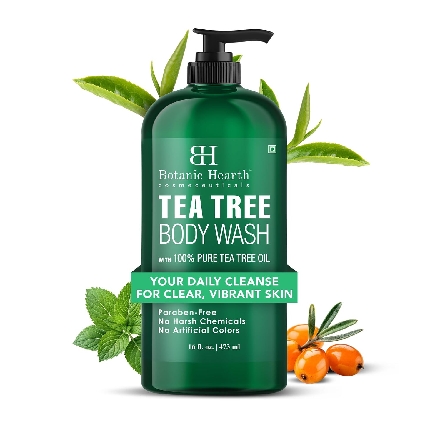 Botanic Hearth Tea Tree Body Wash -16 fl oz- All-Natural Antifungal & Odor-Control Shower - Maple Wellness Supplements