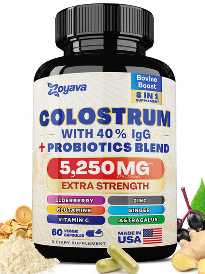 Bovine Colostrum Supplement Capsules 5250 MG, Grass Fed Cow Colostrum - Maple Wellness Supplements
