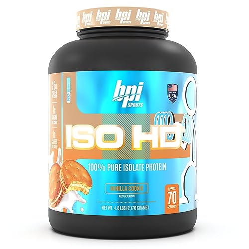 BPI Sports ISO HD Isolate Protein Vanilla Cookie, 76.8 oz - 69 Servings - Maple Wellness Supplements