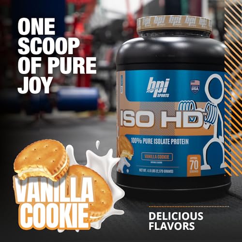 BPI Sports ISO HD Isolate Protein Vanilla Cookie, 76.8 oz - 69 Servings - Maple Wellness Supplements