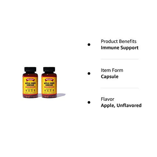 Bragg Apple Cider Vinegar Capsules - Vitamin D3 & Zinc - 750mg of Acetic Acid – Immune - Maple Wellness Supplements