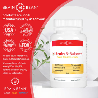 Brain B Balance: Methylated Multivitamin - Methylated B Complex Neurobalance Formula - Methylfolate Supports Mood - Maple Wellness Supplements