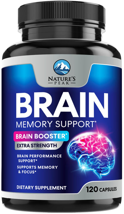 Brain Memory Supplement - 3X Strength Nootropics for Concentration, Clarity & Focus Support - Brain Health Cognitive Vitamins with Bacopa, Phosphatidylserine & DMAE, Brain Booster Pills, 120 Capsules - Maple Wellness Supplements
