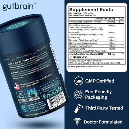 Brain Supplement for Memory and Focus with Probiotics, Advanced 2 in 1 Nootropic Brain Support for Mental Clarity, Caffeine Free Doctor Formulated Supplement, 60 Capsules - Maple Wellness Supplements