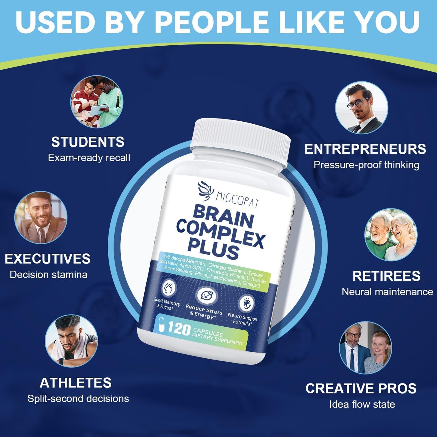 Brain Supplements for Memory and Focus | Nootropic with Bacopa Monnieri, Lion's Mane, Alpha GPC, Ginkgo Biloba | Mental Clarity & Cognitive Support | Vitamin B6 & B12 Neuro Health - Non-GMO, 120 Caps - Maple Wellness Supplements