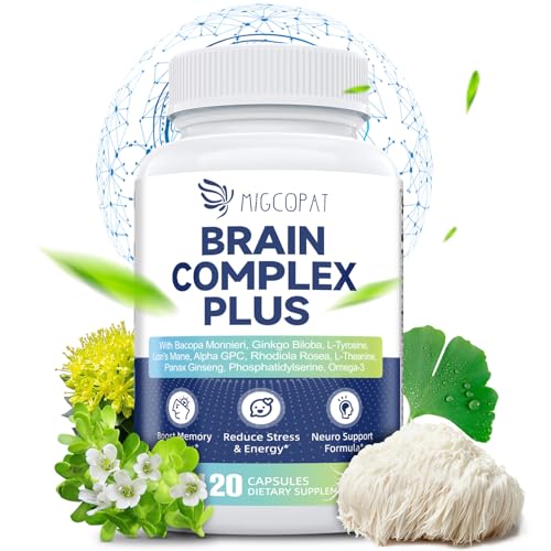 Brain Supplements for Memory and Focus | Nootropic with Bacopa Monnieri, Lion's Mane, Alpha GPC, Ginkgo Biloba | Mental Clarity & Cognitive Support | Vitamin B6 & B12 Neuro Health - Non-GMO, 120 Caps - Maple Wellness Supplements