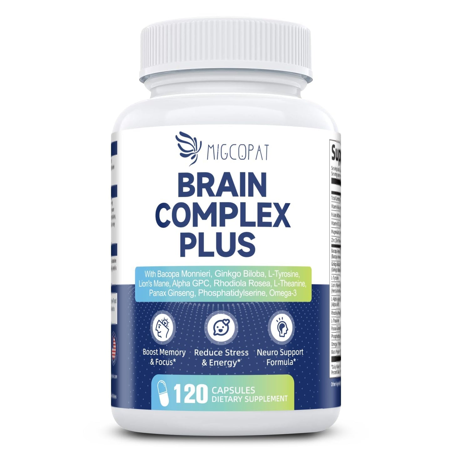 Brain Supplements for Memory and Focus | Nootropic with Bacopa Monnieri, Lion's Mane, Alpha GPC, Ginkgo Biloba | Mental Clarity & Cognitive Support | Vitamin B6 & B12 Neuro Health - Non-GMO, 120 Caps - Maple Wellness Supplements