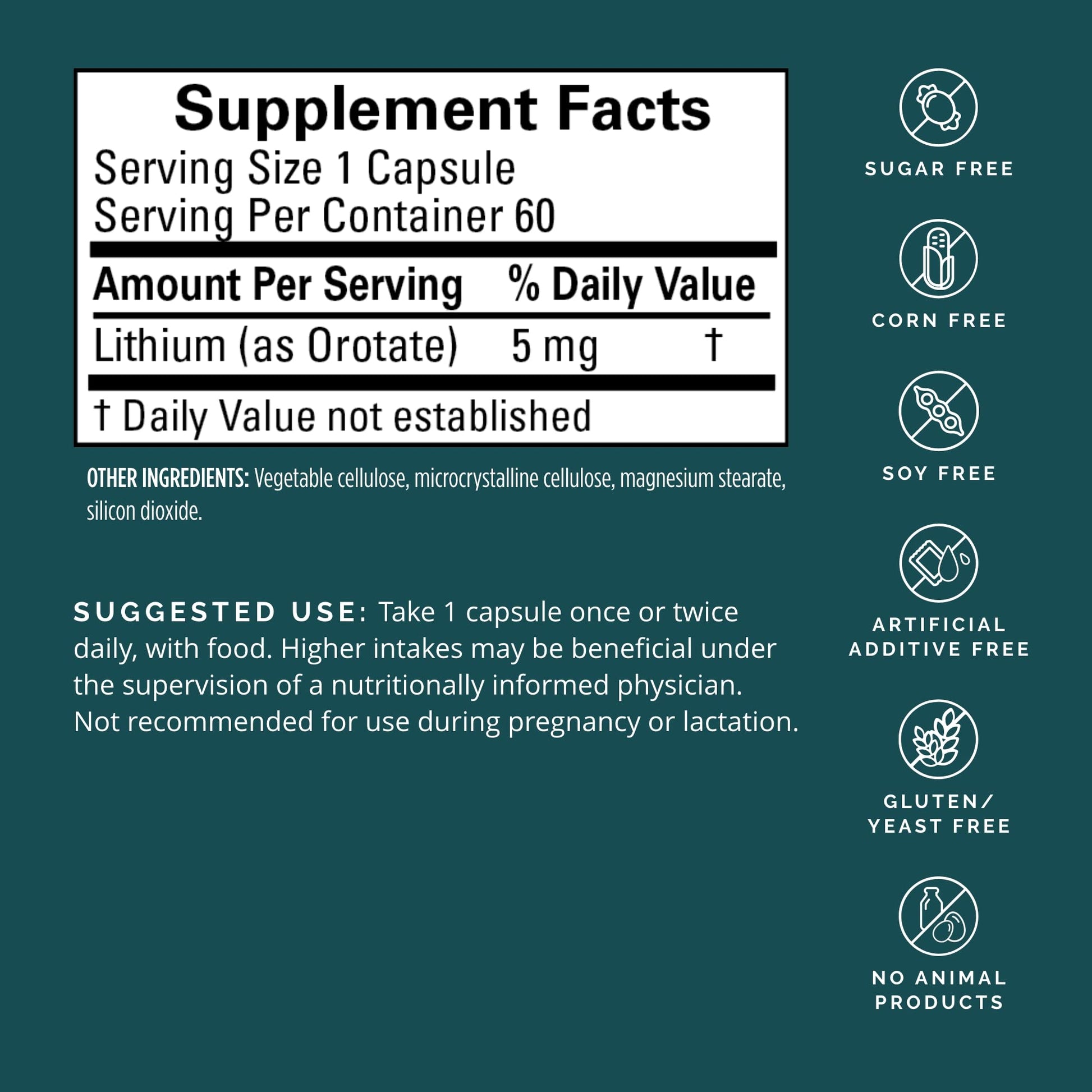 BRAINMD Dr Amen Lithium Orotate - 60 Capsules - Brain Support - Gluten Free - 60 Servings - Maple Wellness Supplements