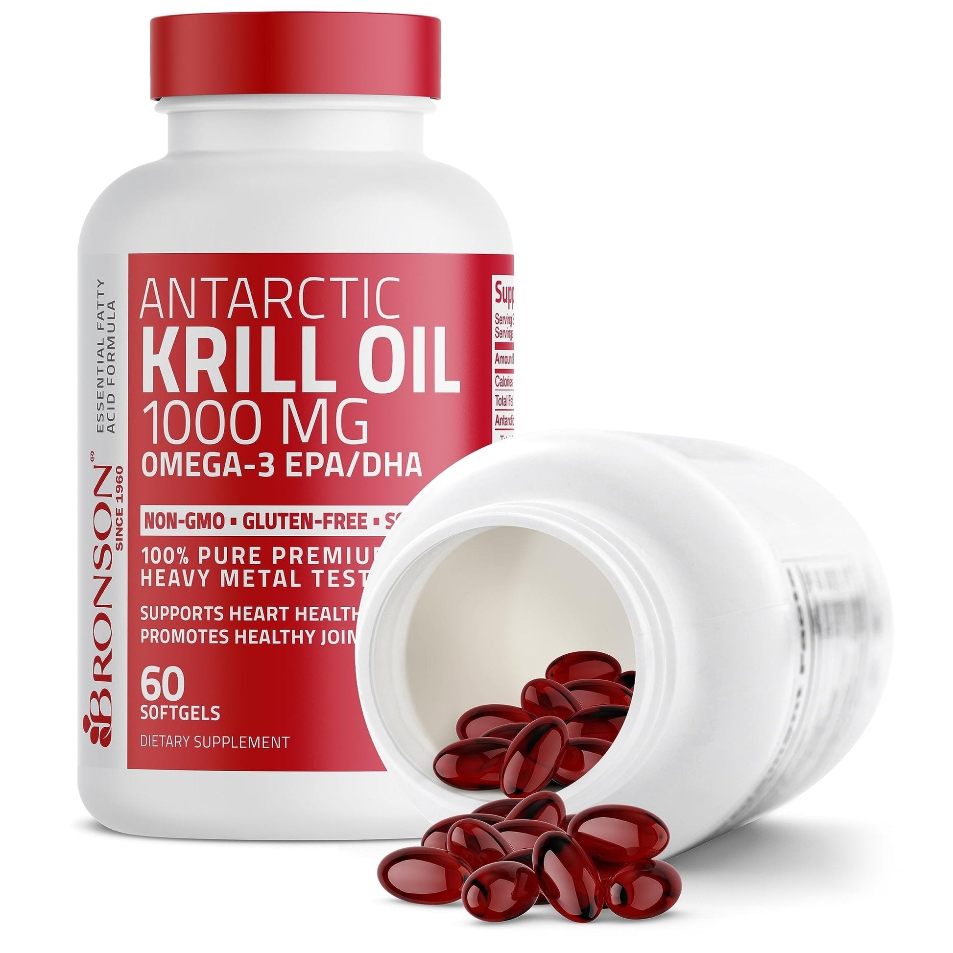 Bronson Antarctic Krill Oil 1000 mg with Omega-3s EPA, DHA, Astaxanthin - Maple Wellness Supplements