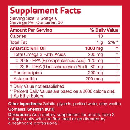 Bronson Antarctic Krill Oil 1000 mg with Omega-3s EPA, DHA, Astaxanthin - Maple Wellness Supplements