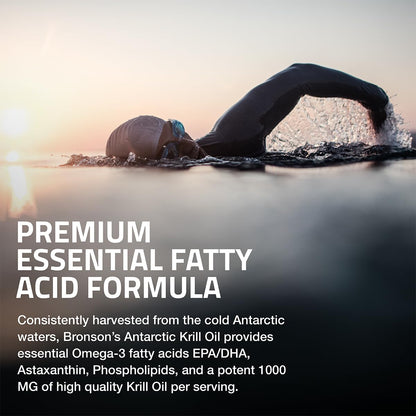 Bronson Antarctic Krill Oil 1000 mg with Omega-3s EPA, DHA, Astaxanthin and Phospholipids 120 Softgels - Maple Wellness Supplements