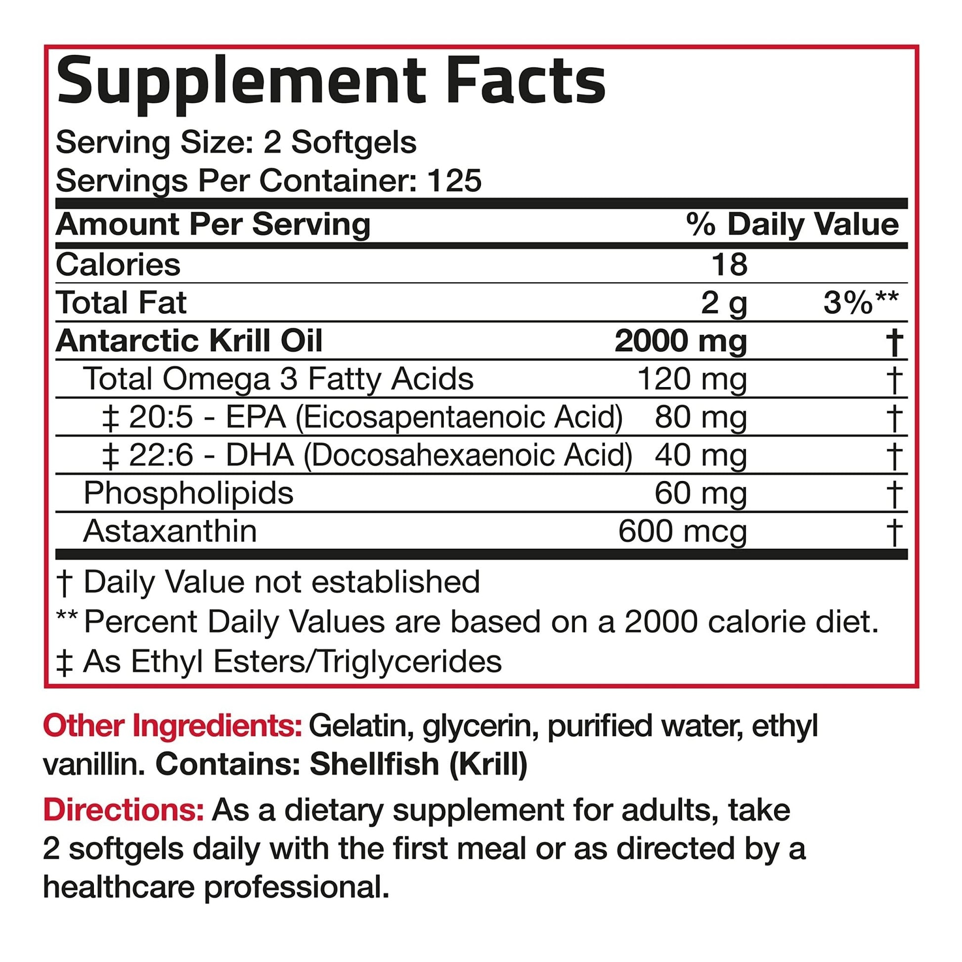 Bronson Antarctic Krill Oil 2000 mg with Omega-3s EPA, DHA, Astaxanthin and Phospholipi - Maple Wellness Supplements