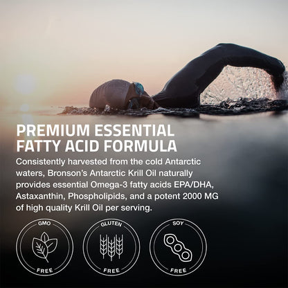 Bronson Antarctic Krill Oil 2000 mg with Omega-3s EPA, DHA, Astaxanthin and Phospholipi - Maple Wellness Supplements