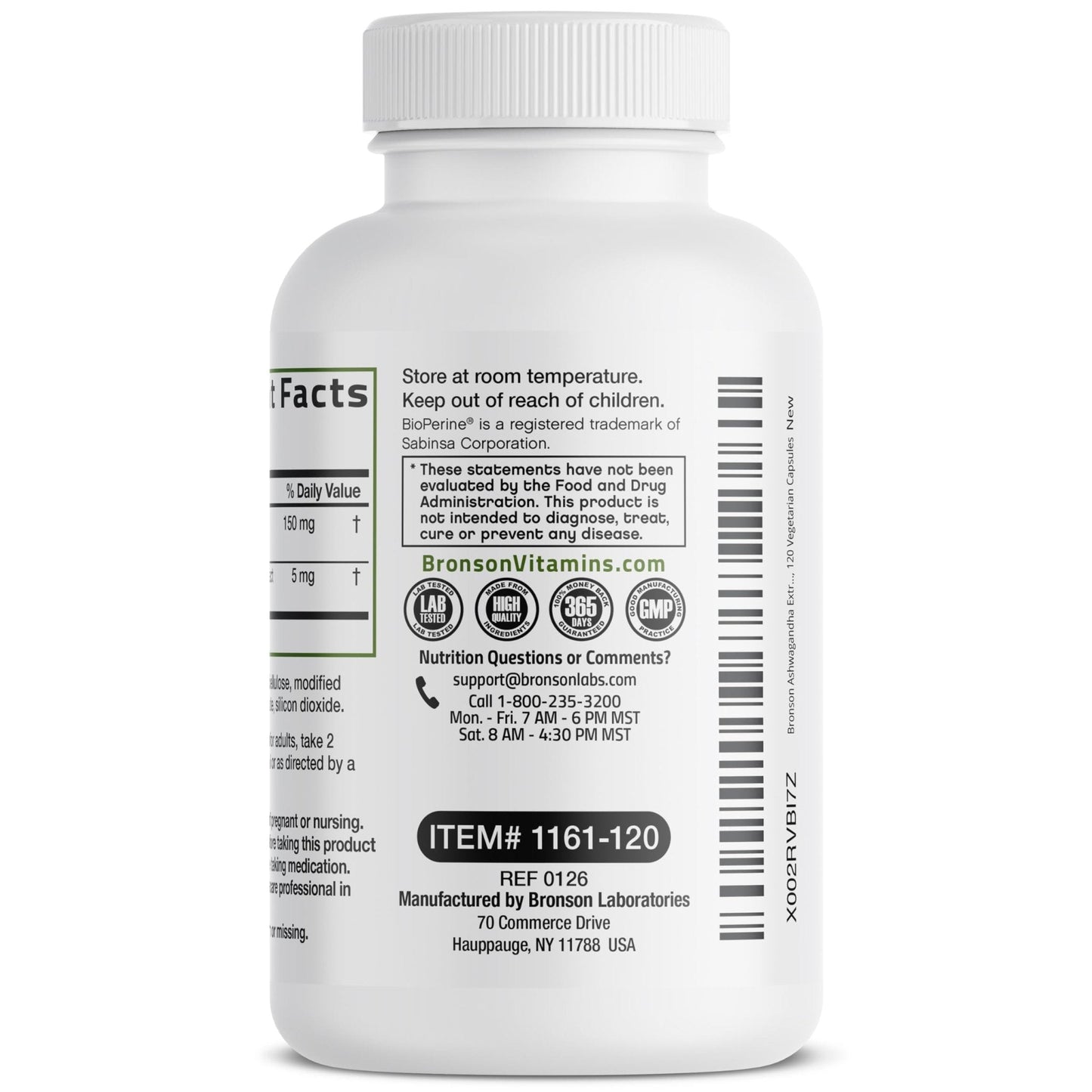 Bronson Ashwagandha Extra Strength Stress & Mood Support with BioPerine - Non GMO Formula, 120 Vegetarian Capsules - Maple Wellness Supplements