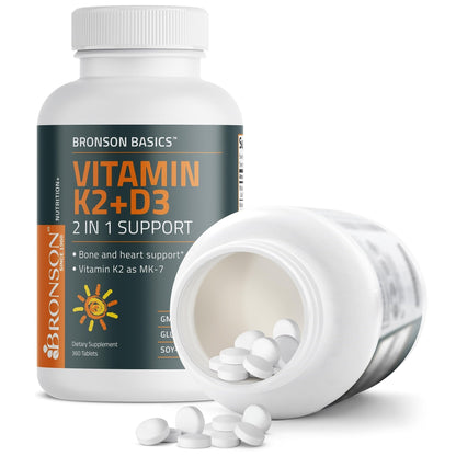 Bronson Basics Vitamin K2 D3 (MK7) Supplement Non-GMO Formula 5000IU (125 mcg) - Maple Wellness Supplements
