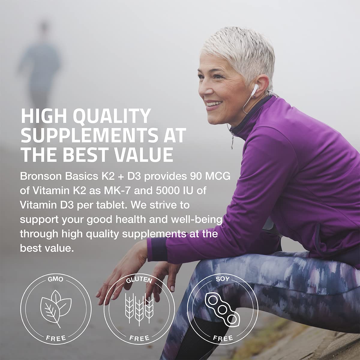 Bronson Basics Vitamin K2 D3 (MK7) Supplement Non-GMO Formula 5000IU (125 mcg) - Maple Wellness Supplements