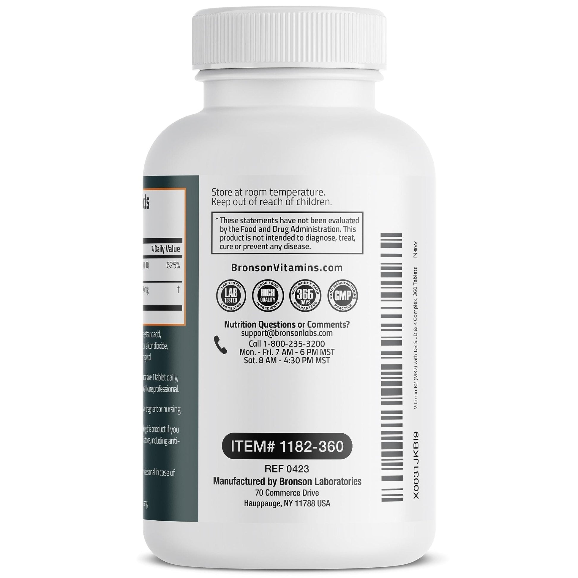 Bronson Basics Vitamin K2 D3 (MK7) Supplement Non-GMO Formula 5000IU (125 mcg) - Maple Wellness Supplements