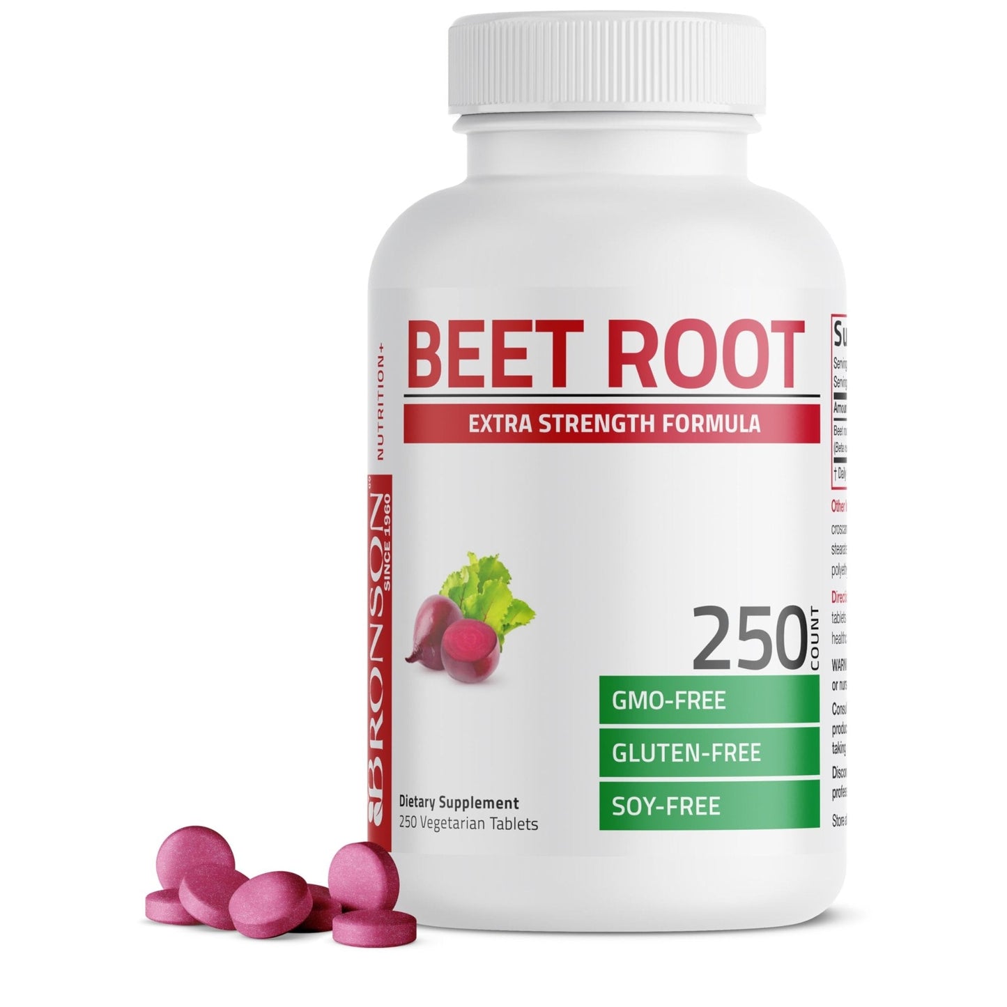 Bronson Beet Root Extra Strength, Non-GMO, 250 Vegetarian Tablets - Maple Wellness Supplements