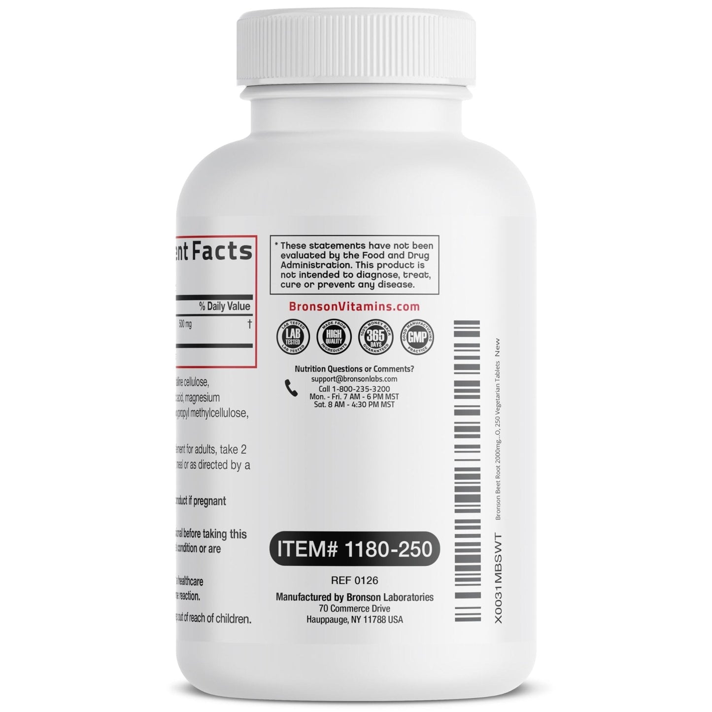Bronson Beet Root Extra Strength, Non-GMO, 250 Vegetarian Tablets - Maple Wellness Supplements