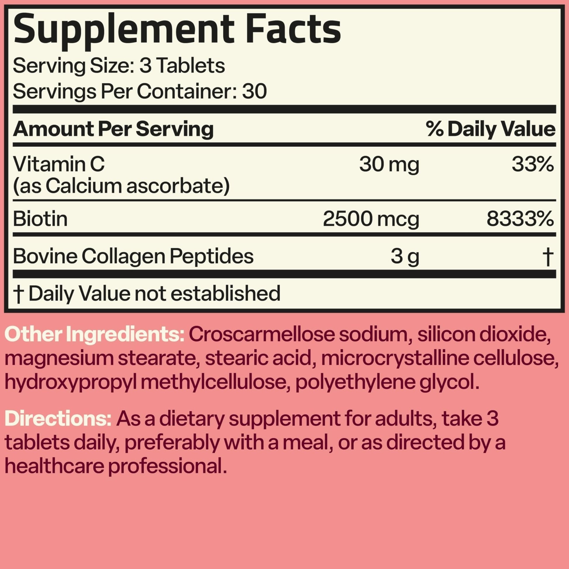 Bronson Collagen Peptides 3000mg (per Serving) with Biotin & Vitamin C - for Hair, Skin & Nails Support, Non-GMO, 90 Tablets - Maple Wellness Supplements