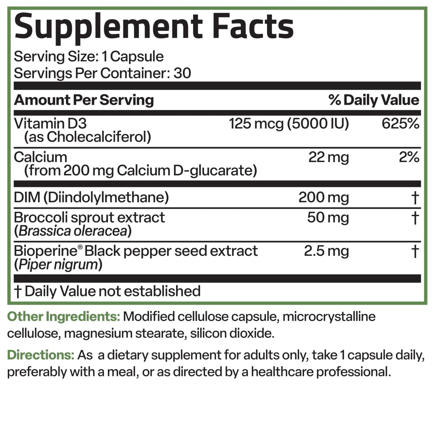 Bronson DIM Balance+ Calcium D-Glucarate, Broccoli Sprouts and Vitamin D3 200 MG of DIM per Capsule Supports Estrogen Metabolism and Balanced Hormone Levels Non-GMO, 30 Vegetarian Capsules - Maple Wellness Supplements