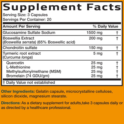 Bronson Glucosamine Chondroitin Turmeric & MSM Advanced Joint & Cartilage Formula, Supports Healthy Joints - Maple Wellness Supplements