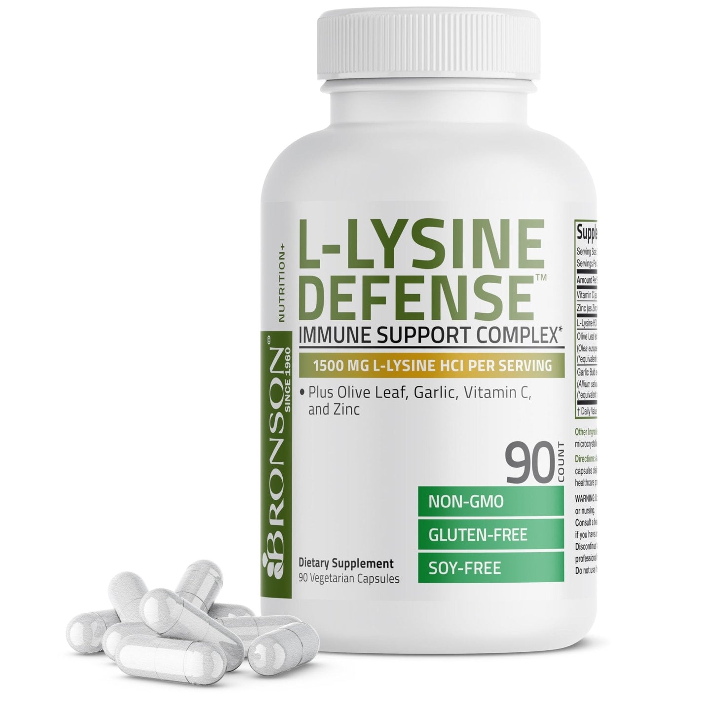 Bronson L-Lysine Defense Immune Support Complex 1500 MG L-Lysine Plus Olive Leaf, Garlic, Vitamin C and Zinc - Maple Wellness Supplements