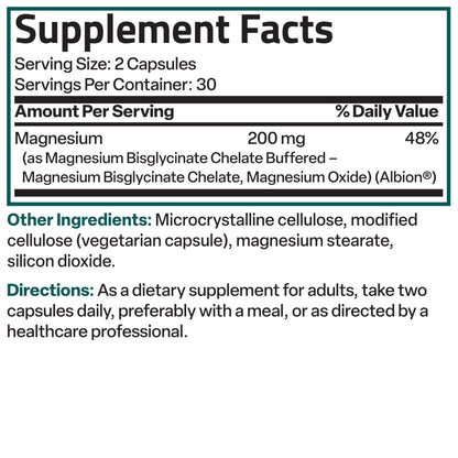 Bronson Magnesium Glycinate 200 MG per Serving Chelated for High Absorption, Gentle On Stomach, Non-GMO, 60 Vegetarian Capsules - Maple Wellness Supplements