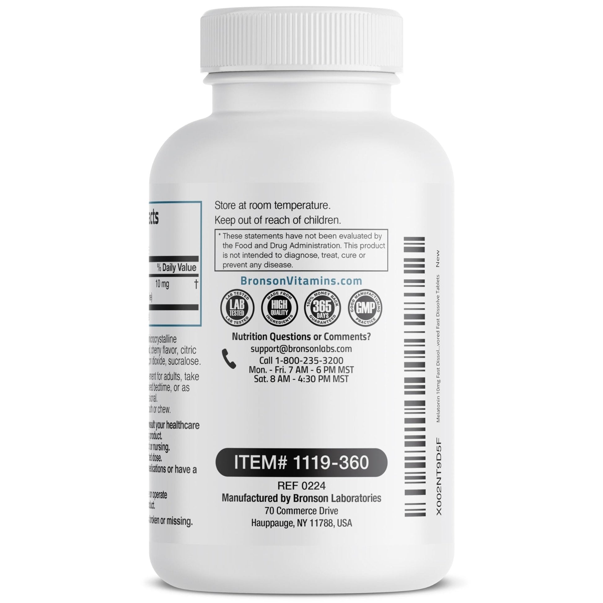 Bronson Melatonin 10mg Fast Dissolve Cherry Flavored Tablets Vegetarian Chewable Lozenges, 360 Count - Maple Wellness Supplements