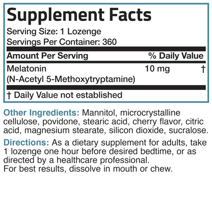 Bronson Melatonin 10mg Fast Dissolve Cherry Flavored Tablets Vegetarian Chewable Lozenges, 360 Count - Maple Wellness Supplements