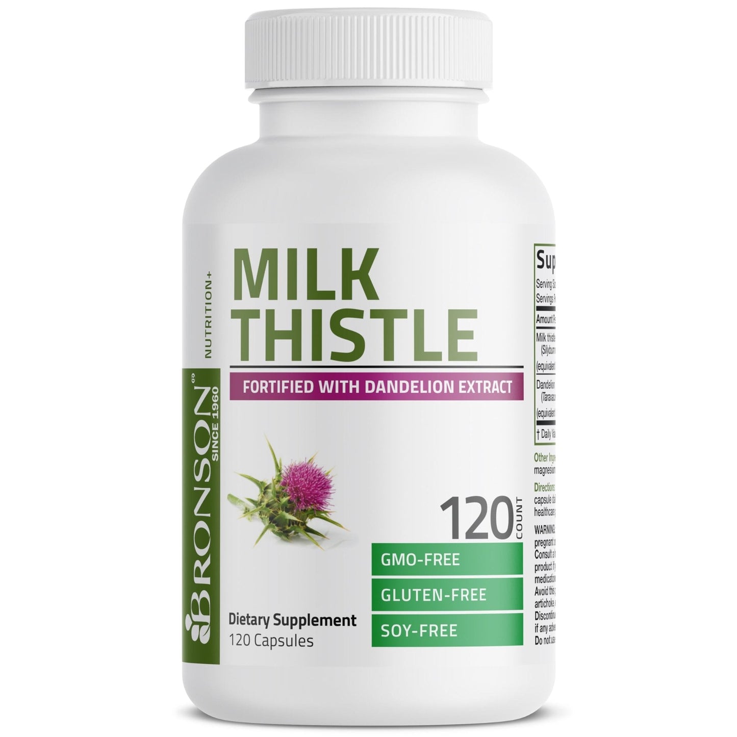 Bronson Milk Thistle Silymarin Marianum & Dandelion Extract Liver Health Support, Antioxidant Support, Detox, 120 Capsules - Maple Wellness Supplements