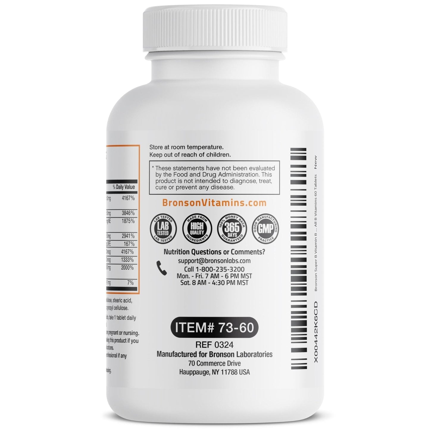 Bronson Super B Vitamin B Complex Sustained Slow Release (Vitamin B1, B2, B3, B6, B9 - Folic Acid, B12) Contains All B Vitamins 60 Tablets - Maple Wellness Supplements
