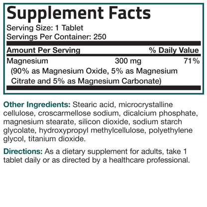 Bronson Triple Magnesium Complex Maximum Coverage 300mg - Non-GMO Formula, 250 Tablets - Maple Wellness Supplements