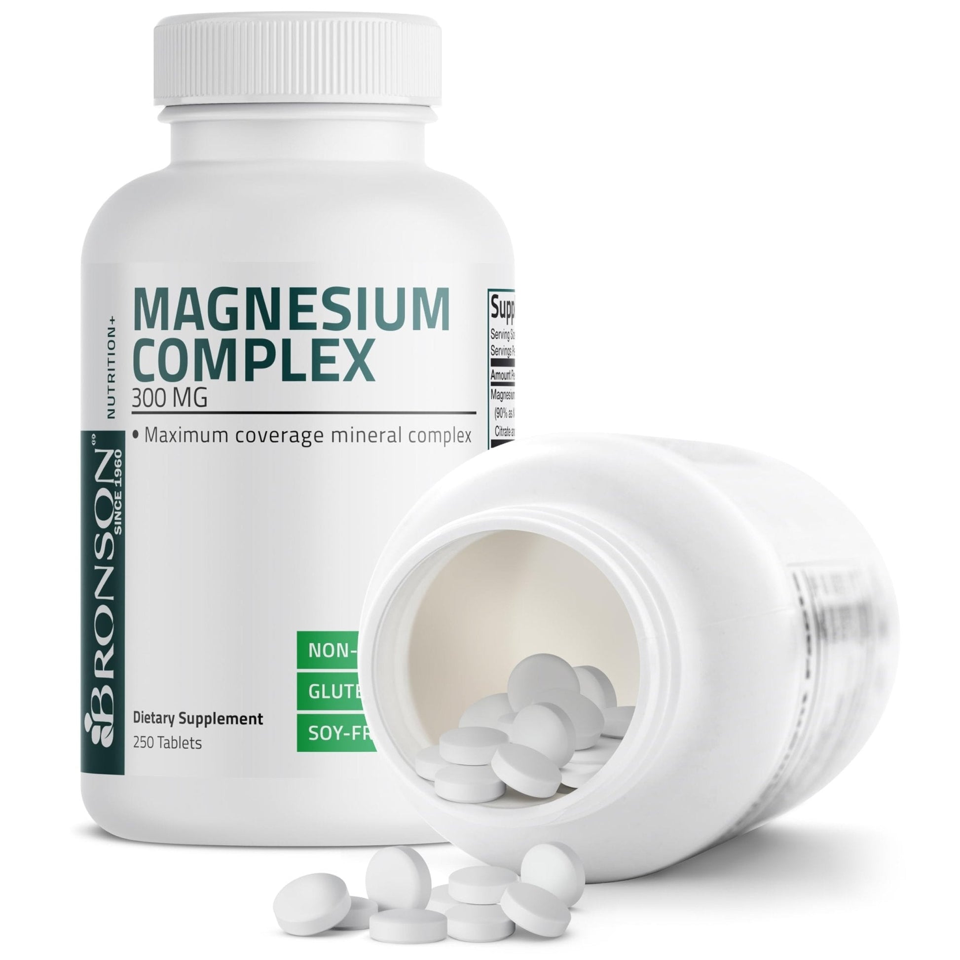 Bronson Triple Magnesium Complex Maximum Coverage 300mg - Non-GMO Formula, 250 Tablets - Maple Wellness Supplements